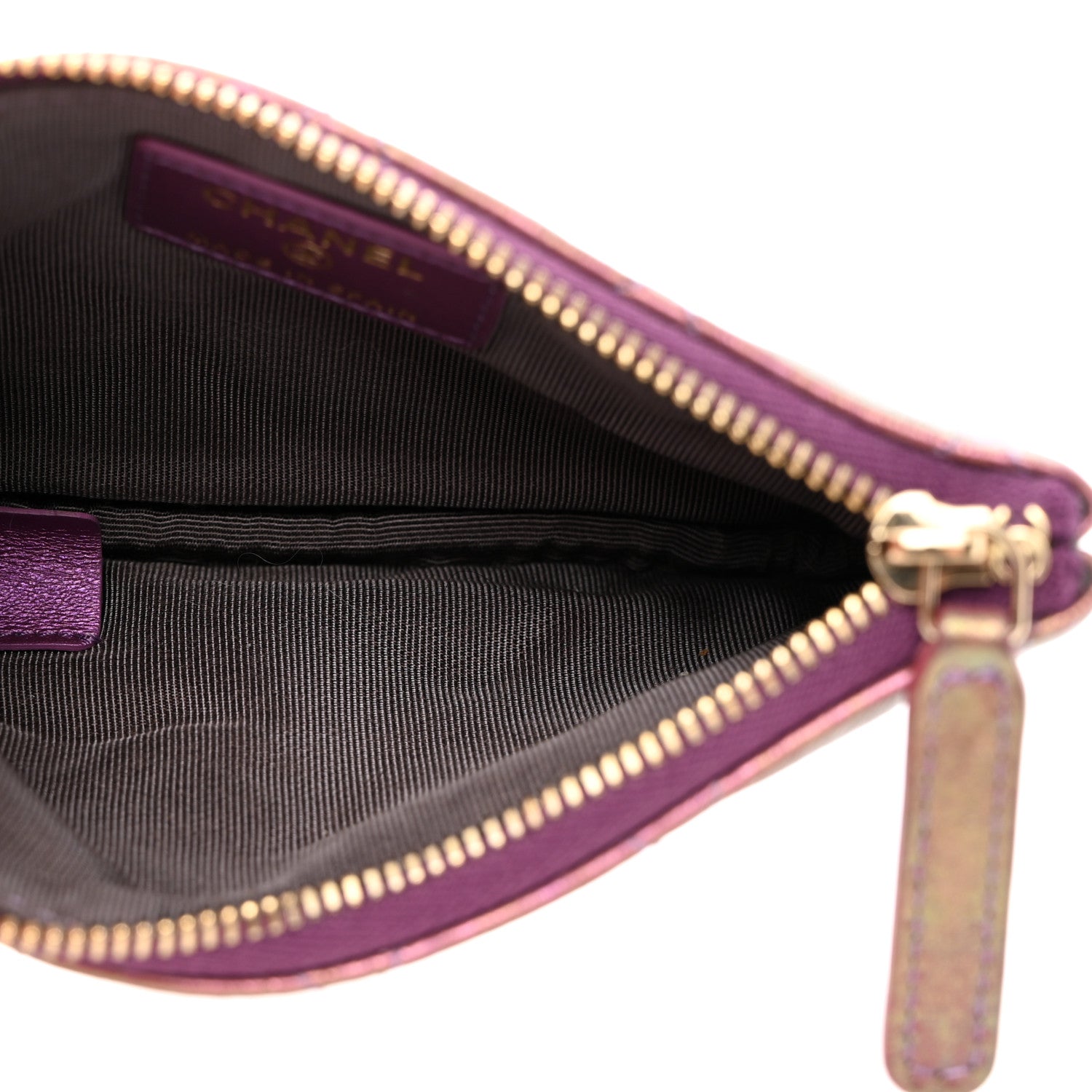 Chanel Iridescent Lambskin Quilted Small Cosmetic Case Purple 6 of 7