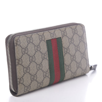 Gucci GG Supreme Monogram Web Zip Around Wallet Beige Cocoa 3 of 7