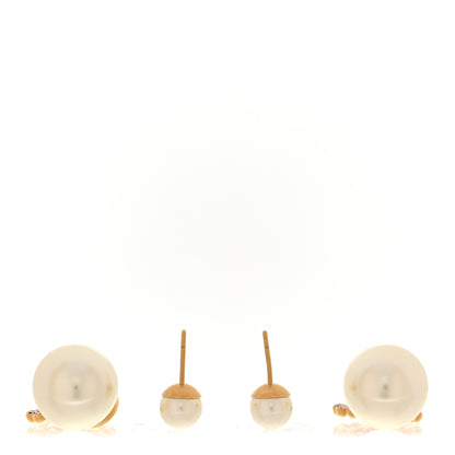 Christian Dior Pearl Crystal Heart Tribal Earrings Gold Multicolor 3 of 5