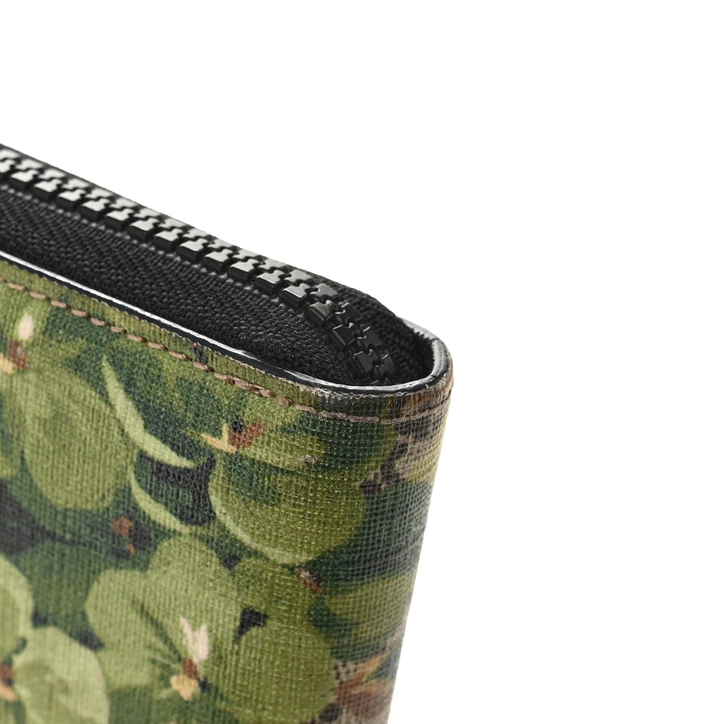 GG Supreme Monogram Blooms Zip Around Wallet Beige New Military Black
