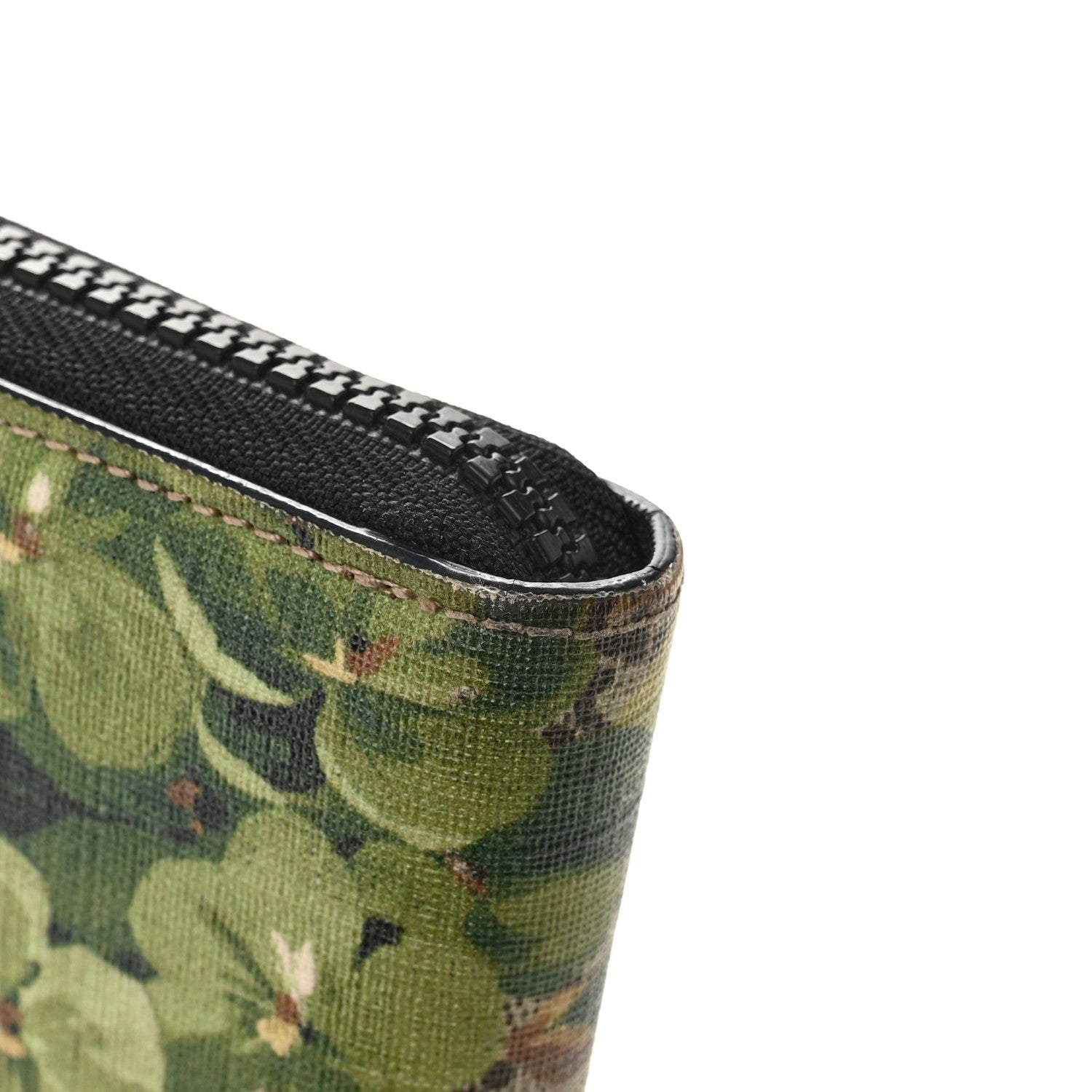 Gucci GG Supreme Monogram Blooms Zip Around Wallet Beige New Military Black 8 of 9
