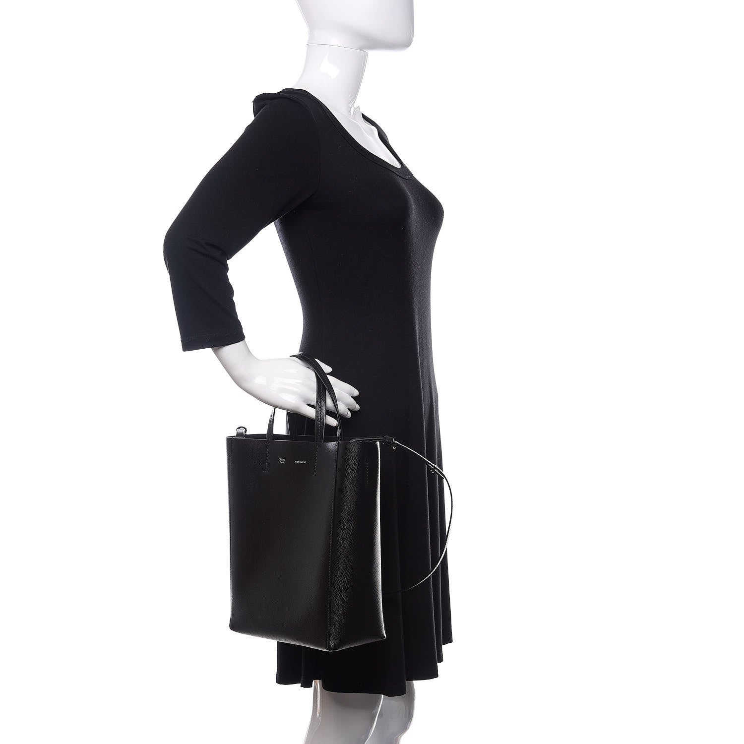Celine Grained Calfskin Small Vertical Cabas Black 3 of 13