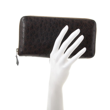 Hermes Ostrich Azap Wallet Chocolate 2 of 7