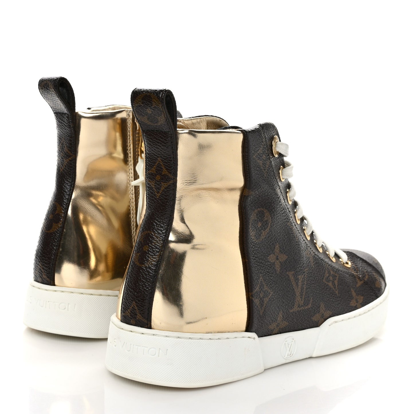Patent Monogram Stellar Sneaker Boots 36 Gold