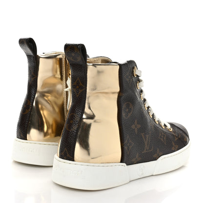 Louis Vuitton Patent Monogram Stellar Sneaker Boots 36 Gold 4 of 9