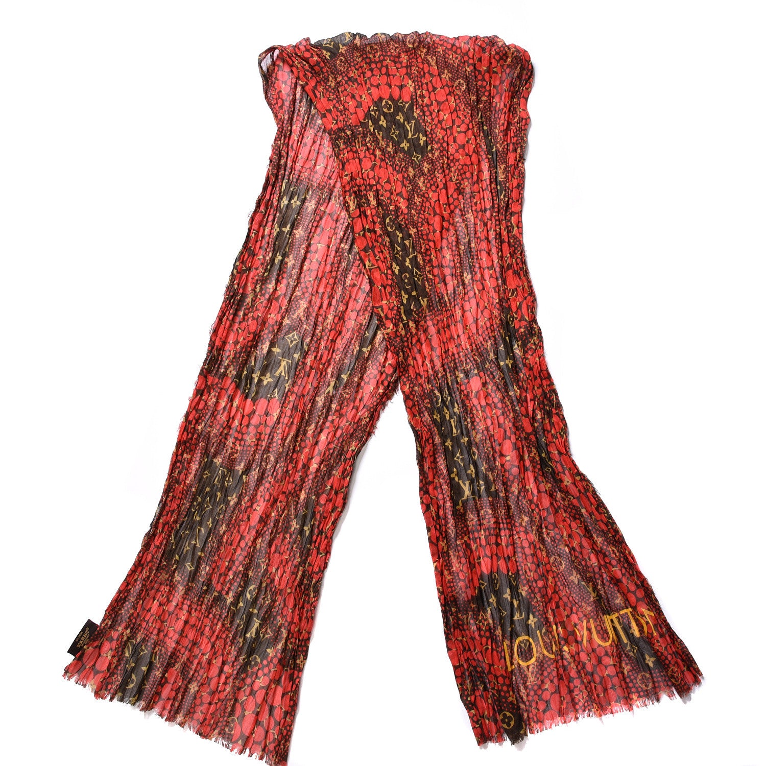 Louis Vuitton Cotton Monogram Kusama Infinity Dots Pareo Scarf Red 2 of 4