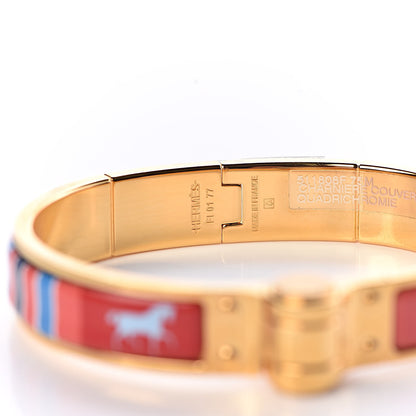 Hermes Enamel Printed Narrow Charniere Couvertures Nouvelles Hinged Bracelet M Quadrichromie 6 of 7