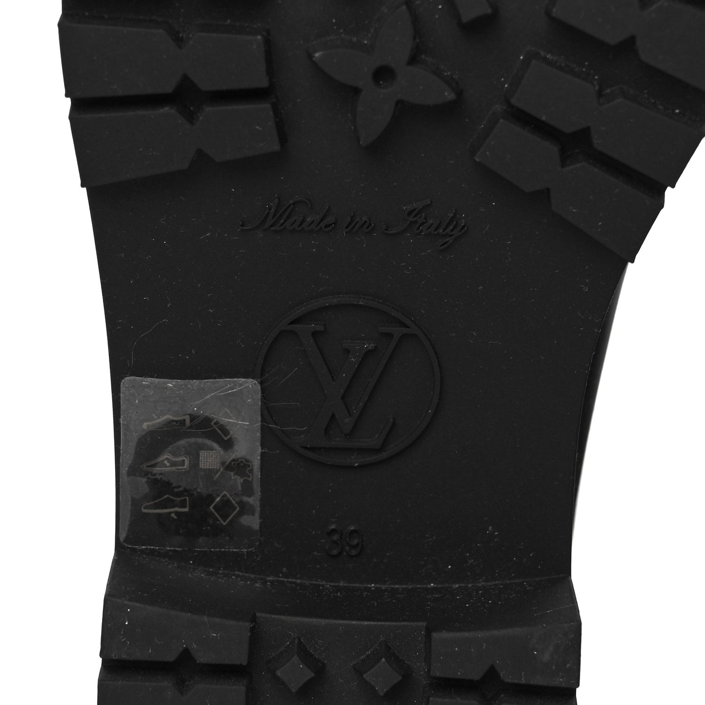 Rubber Embossed Monogram Drops Flat Half Boots 39 Black