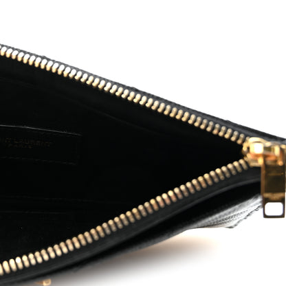 Saint Laurent Grain De Poudre Chevron Monogram Bill Pouch Black 5 of 6
