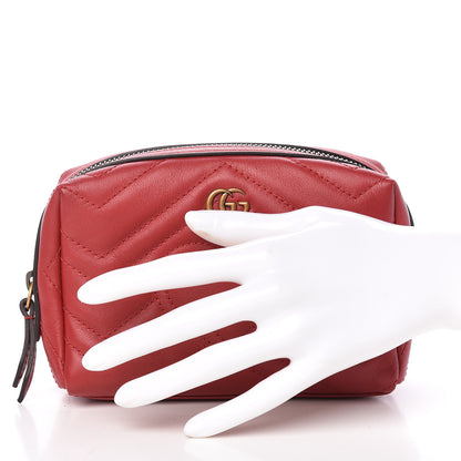 Gucci Calfskin Matelasse GG Marmont Cosmetic Case Hibiscus Red 2 of 9