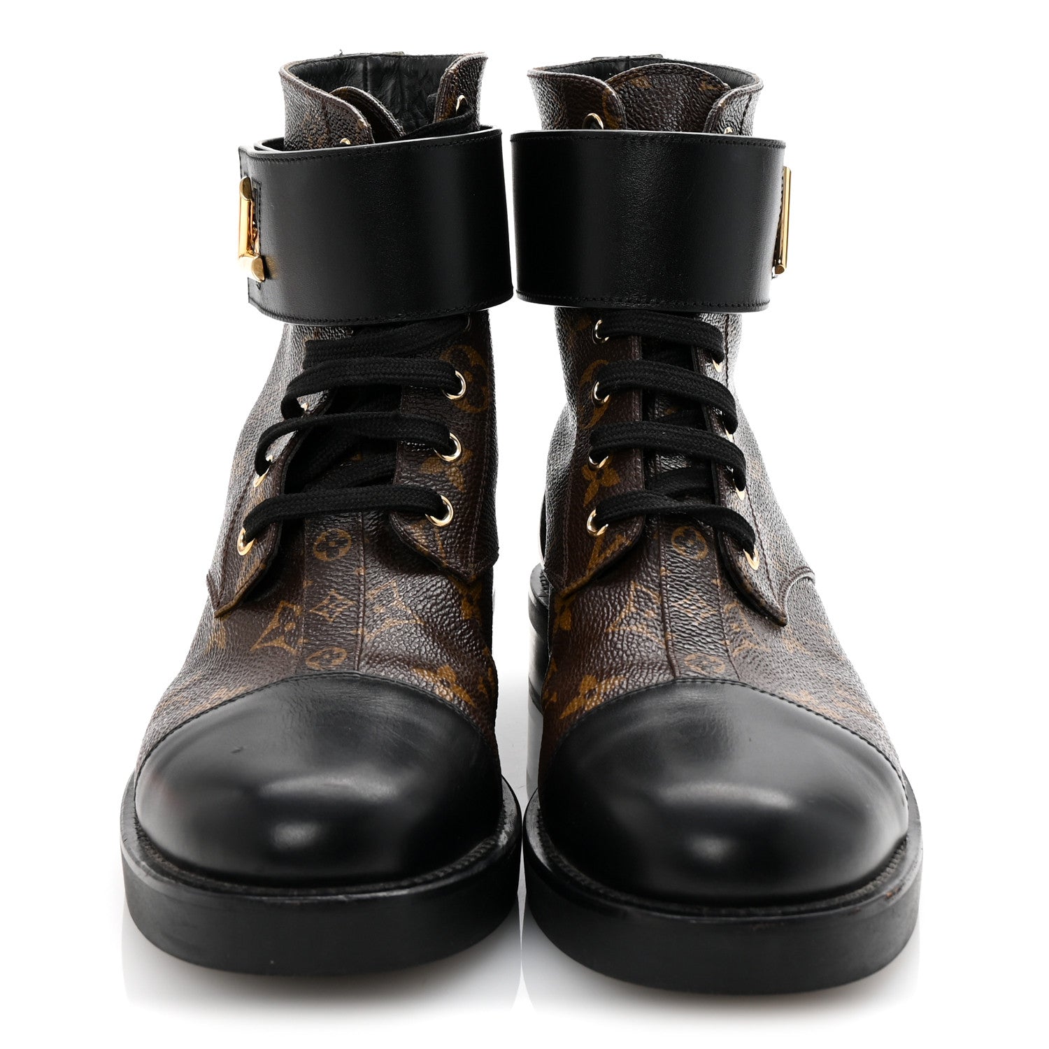 Louis Vuitton Calfskin Monogram Wonderland Flat Ranger Boots 40 Black 3 of 9