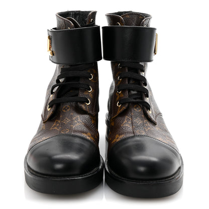 Louis Vuitton Calfskin Monogram Wonderland Flat Ranger Boots 40 Black 3 of 9