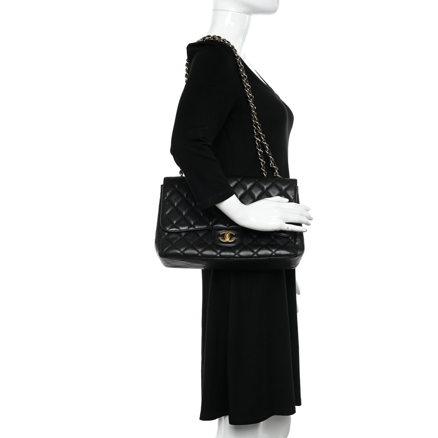Caviar Quilted Jumbo Single Flap Black