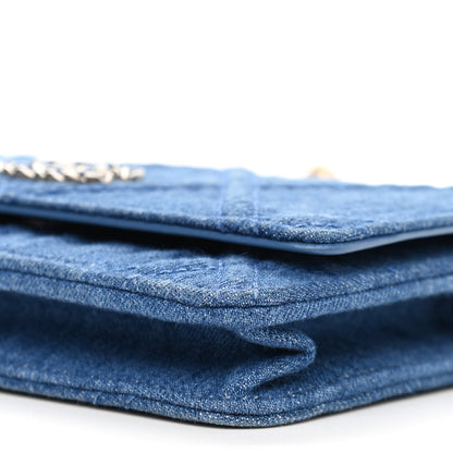 Chanel Denim Quilted Chanel 19 Wallet On Chain WOC Blue 11 of 12