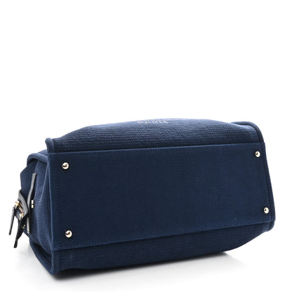 Chanel Mixed Fibers Large Deauville Bowling Bag Navy Blue 4 of 10