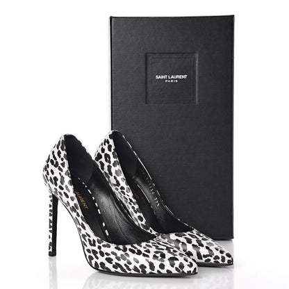 Saint Laurent Soft Calfskin Baby Cat Paris 105 Pumps 37.5 White Black 10 of 10