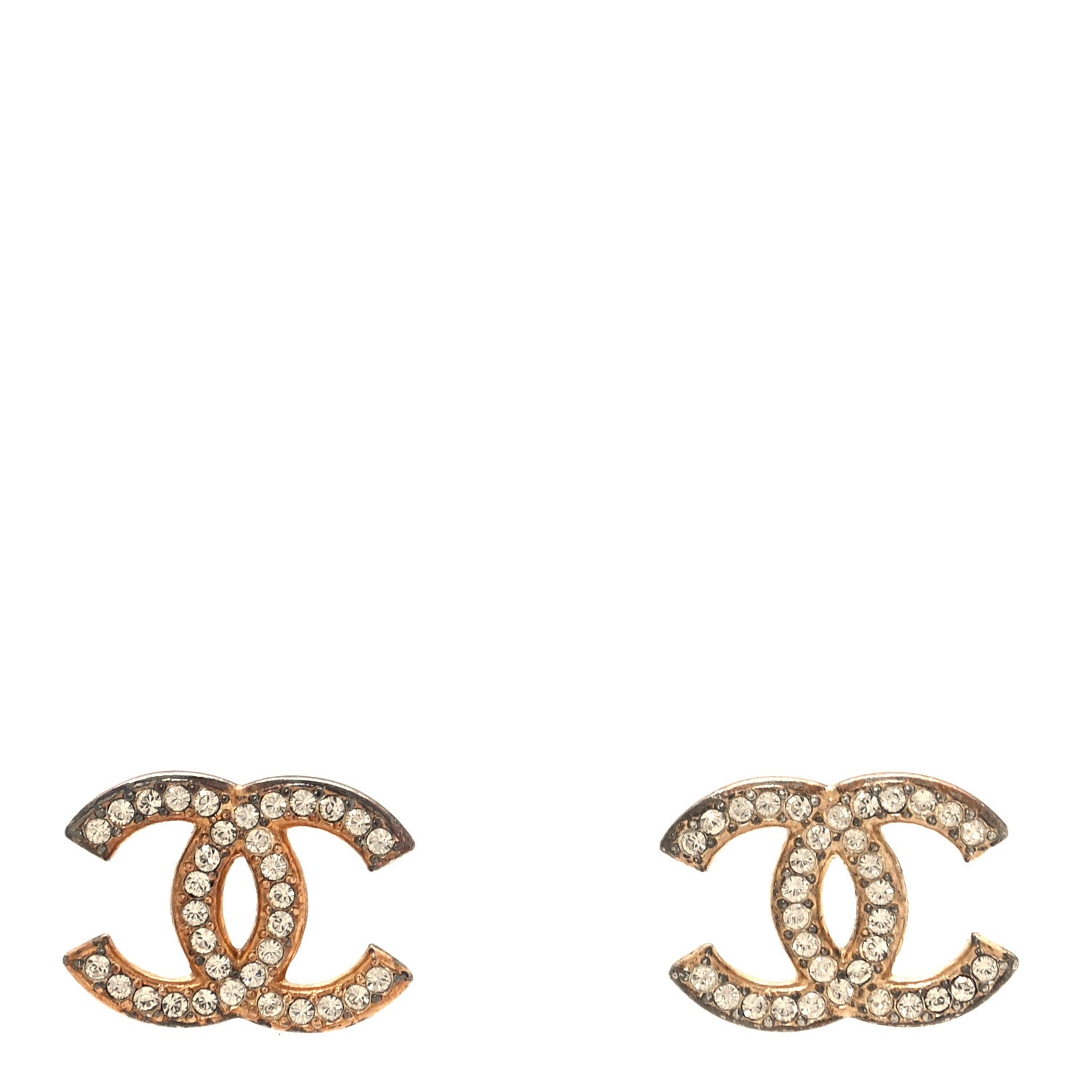 Chanel Crystal CC Earrings Light Gold 1 of 5
