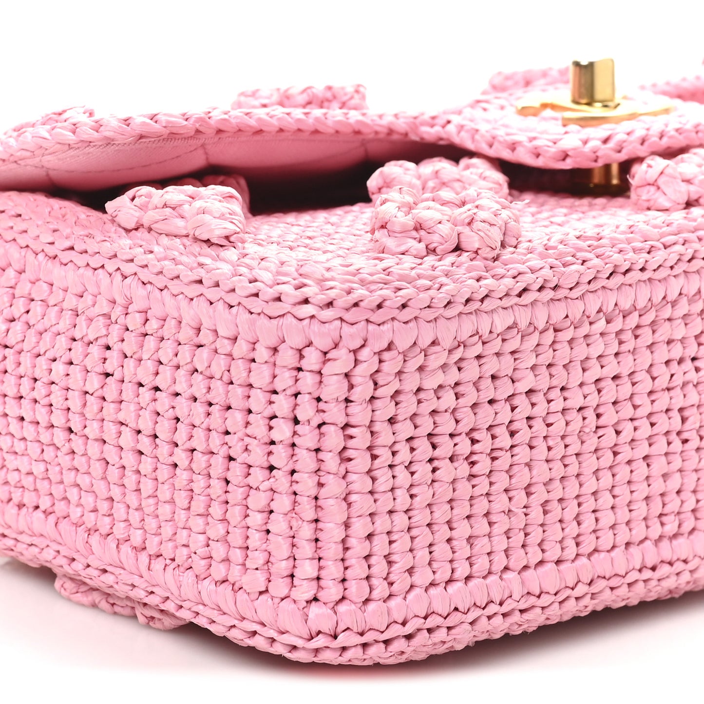 Raffia Small Dolce Raffia Flap Bag Pink