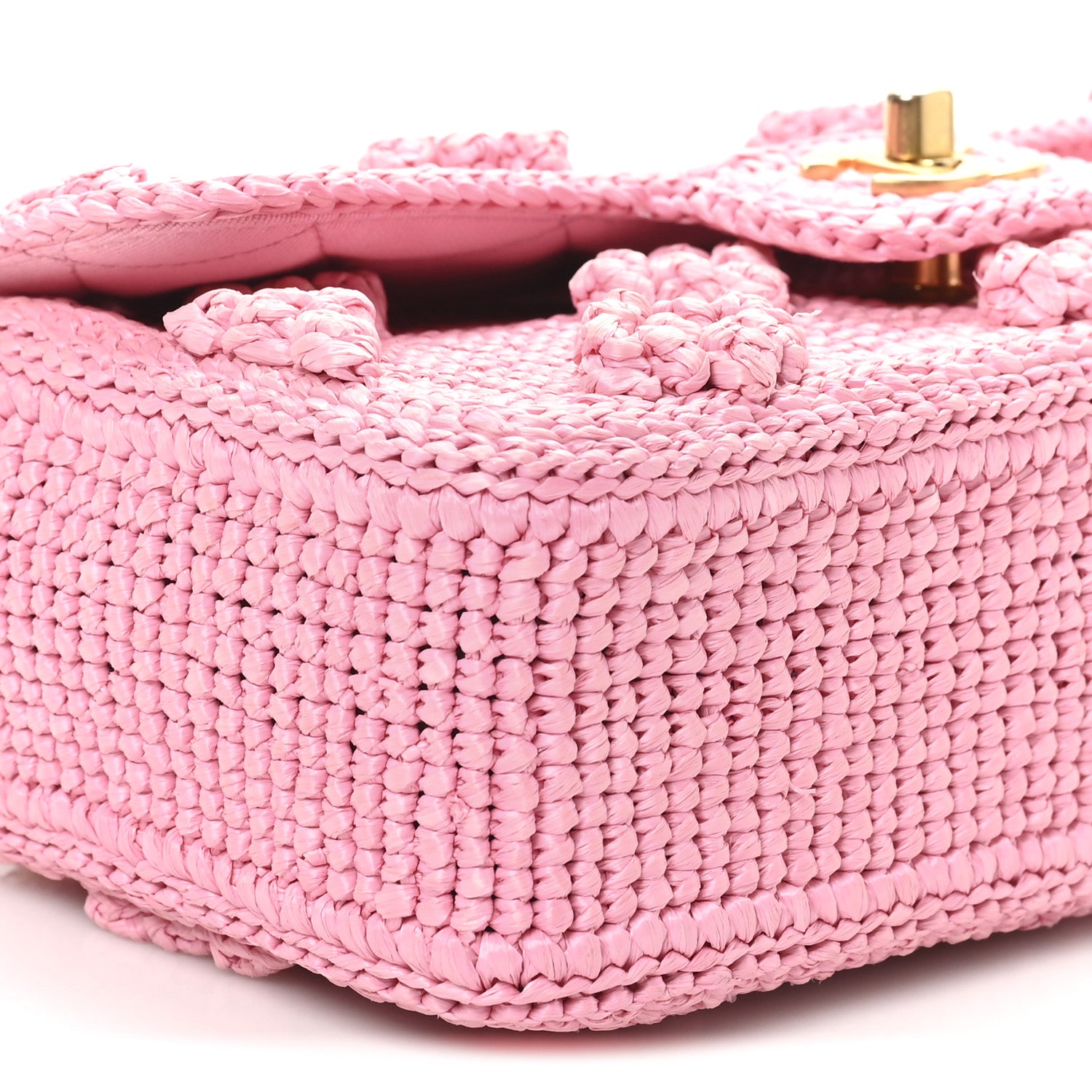 Chanel Raffia Small Dolce Raffia Flap Bag Pink 9 of 11