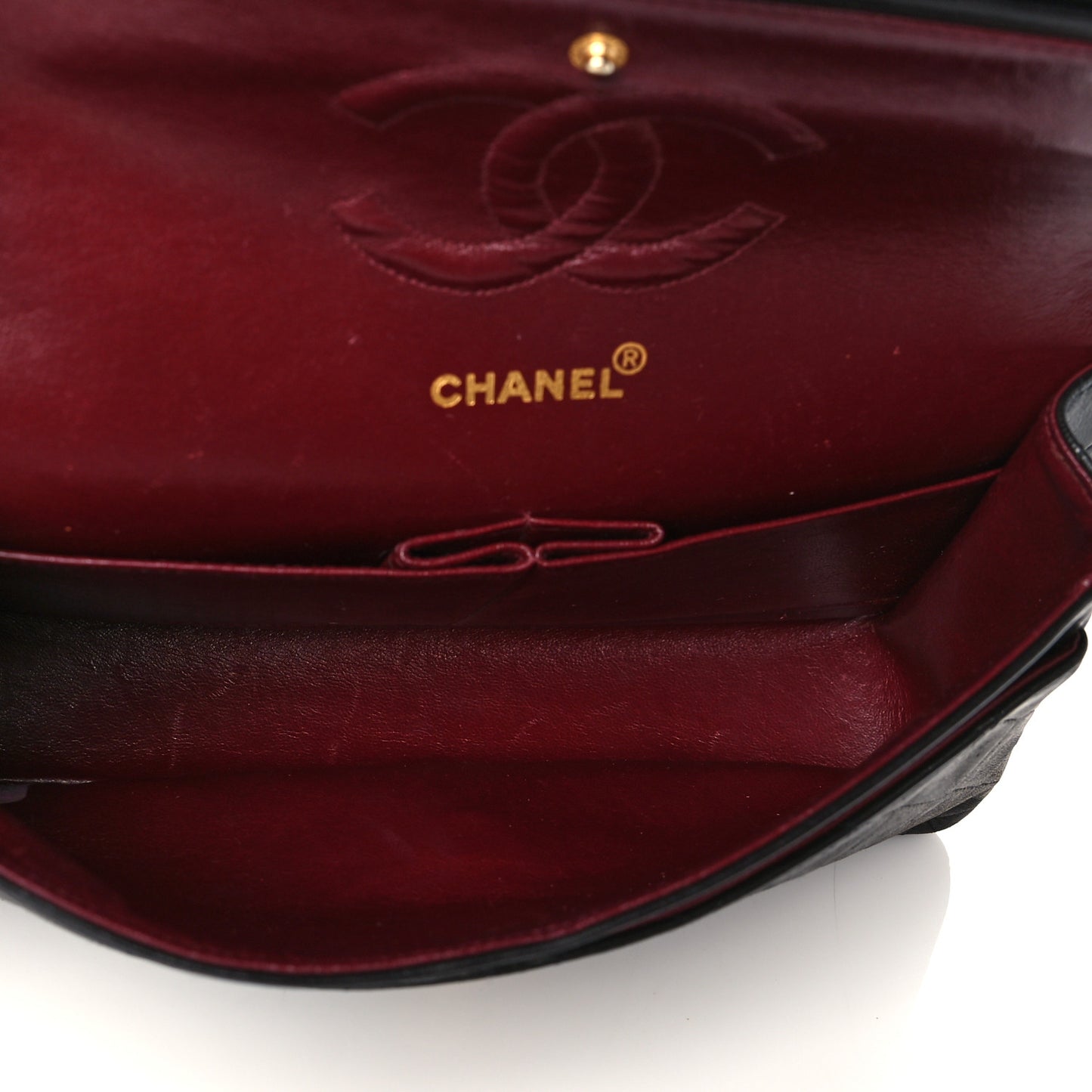 Lambskin Quilted Medium Double Flap Black