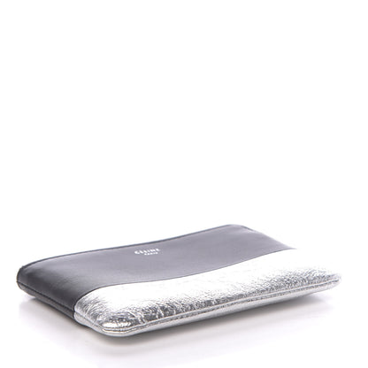 Celine Laminated Lambskin Bi-Color Solo Coin Card Case Black Silver 4 of 7