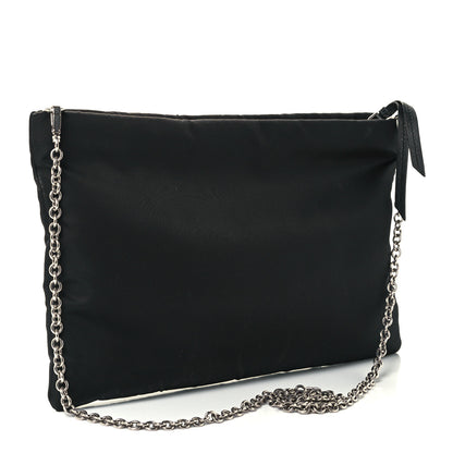 Prada Tessuto Nylon Soft Padded Medium Chain Clutch Bag Black 3 of 10