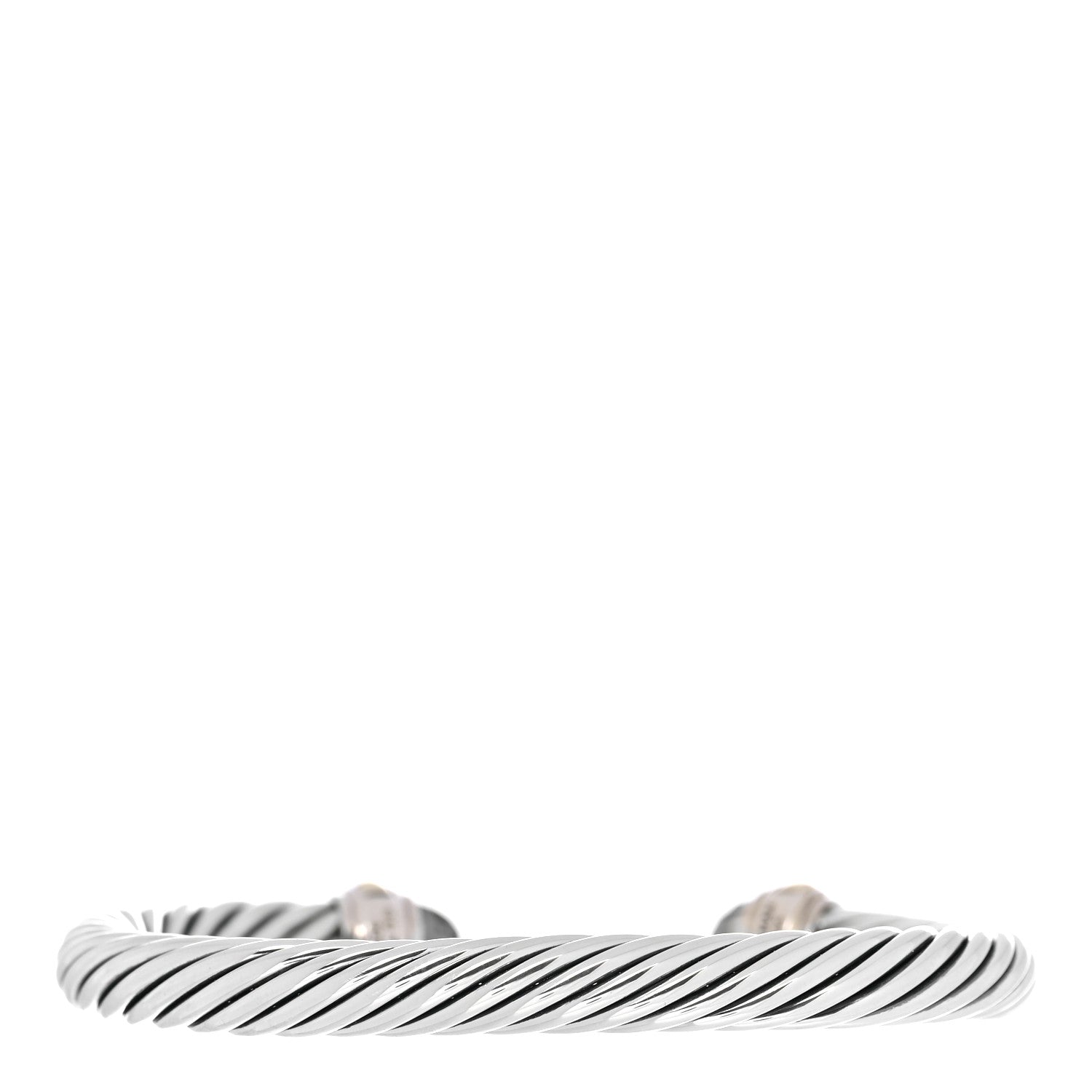David Yurman Sterling Silver 14K Yellow Gold Smoky Quartz 7mm Cable Classics Bracelet 2 of 3