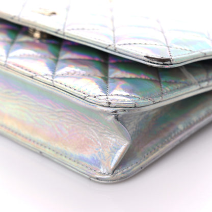 Chanel Iridescent Goatskin Quilted Wallet On Chain WOC Silver 10 of 15