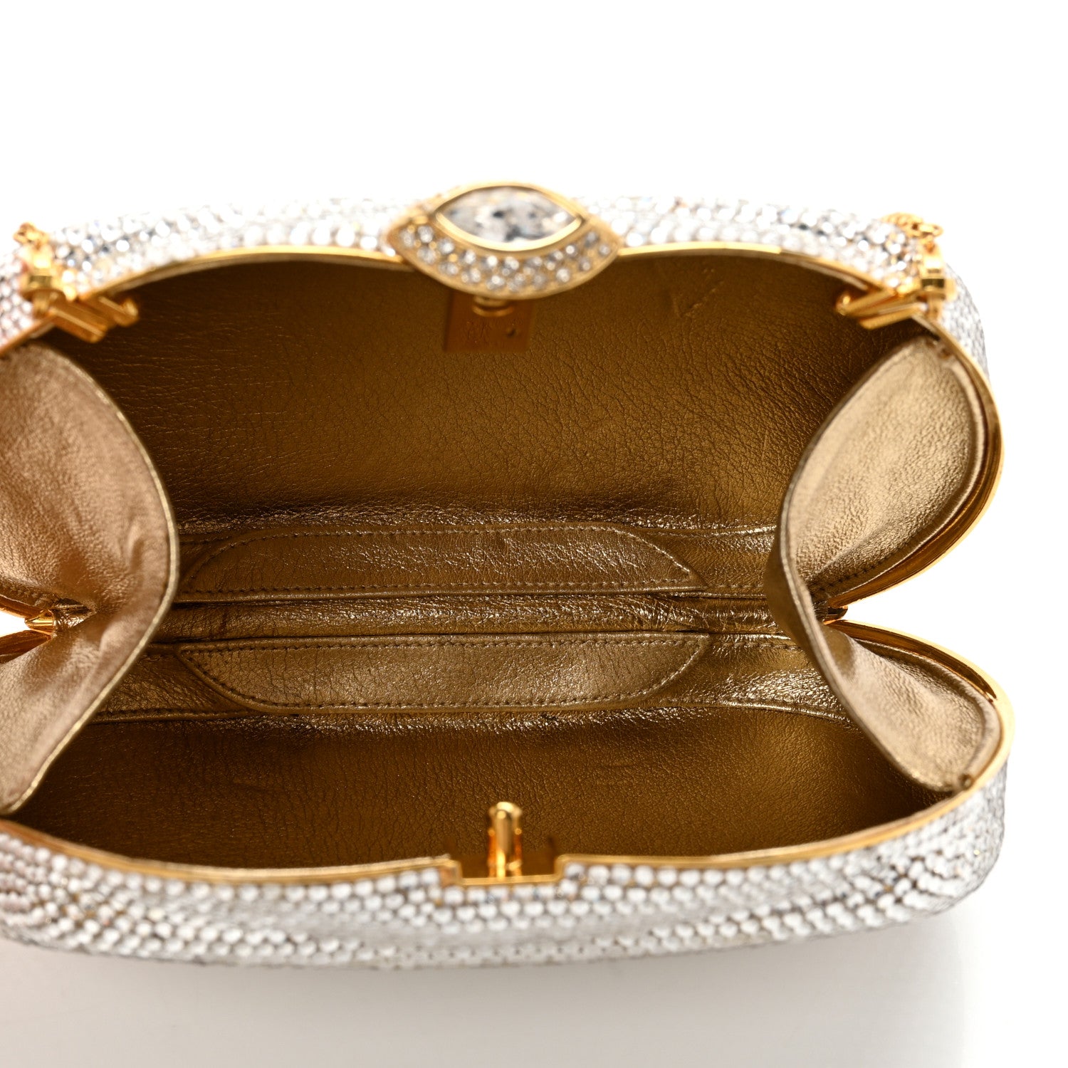 Judith Leiber Swarovski Crystal Minaudiere Clutch Silver 6 of 11