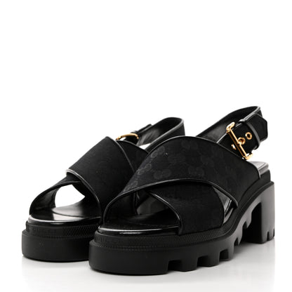 Gucci Monogram Granada Kid Trip 40/72mm Lug Sole Sandals 39 Black 4 of 9