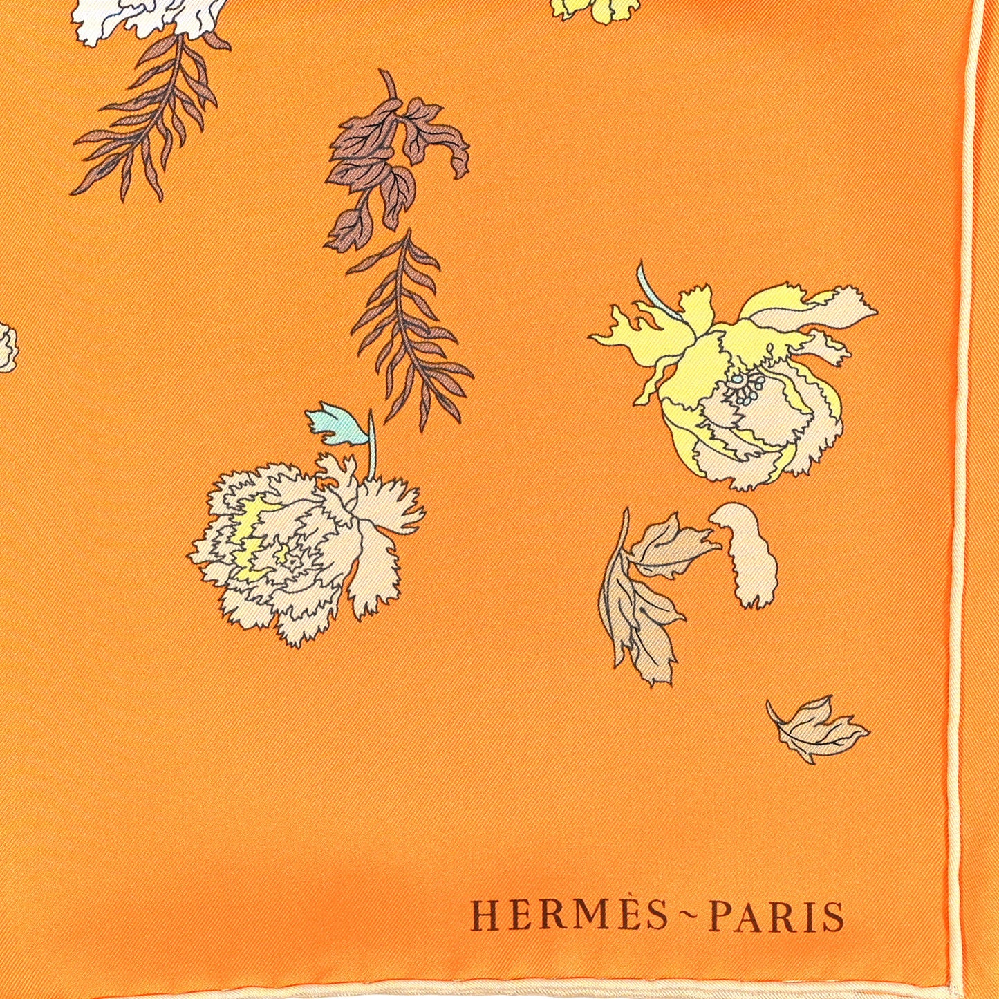 Silk Robe Legere Scarf 90 Orange Vert Gris