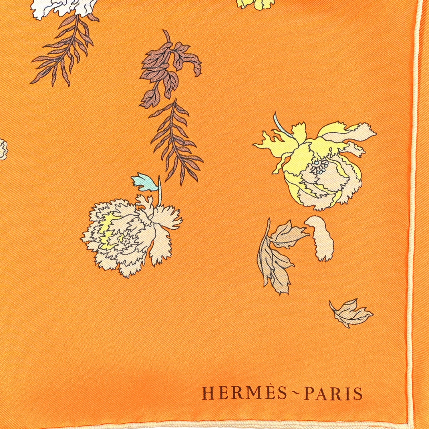 Hermes Silk Robe Legere Scarf 90 Orange Vert Gris 2 of 5