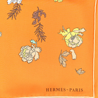 Hermes Silk Robe Legere Scarf 90 Orange Vert Gris 2 of 5