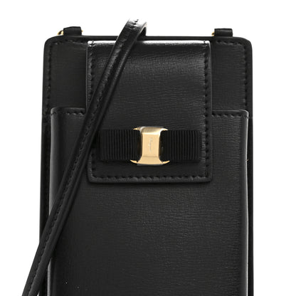 Salvatore Ferragamo Calfskin Vara Bow Phone Holder Black 8 of 11