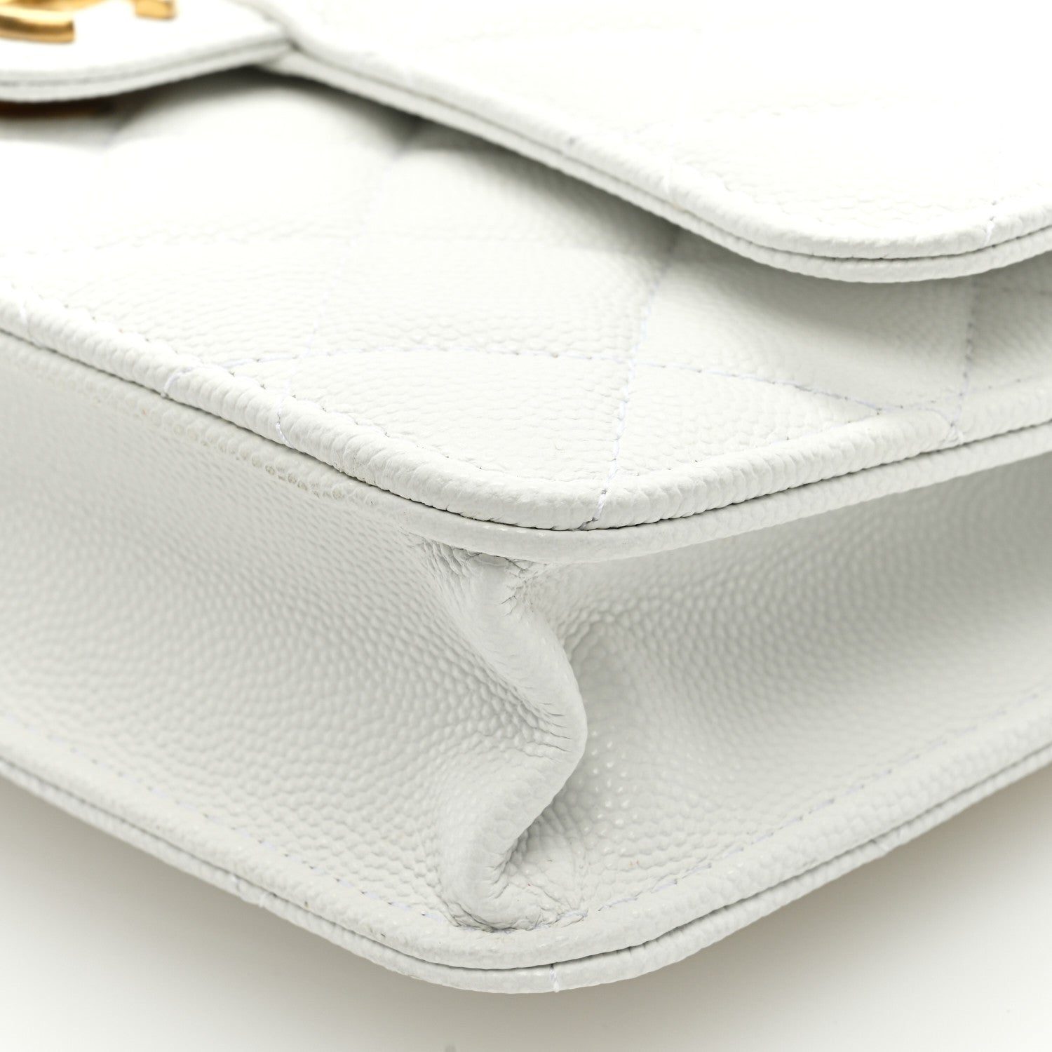 Chanel Caviar Quilted Chain Handle Round Wallet On Chain WOC White 9 of 9