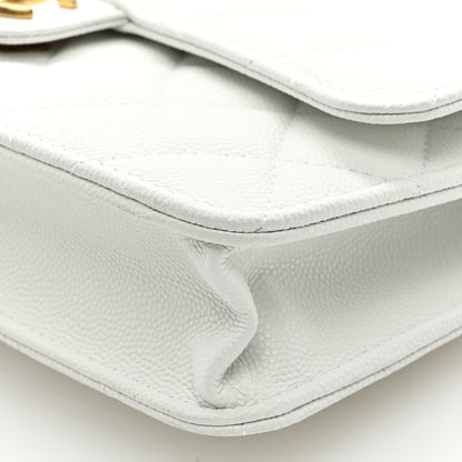Chanel Caviar Quilted Chain Handle Round Wallet On Chain WOC White 9 of 9