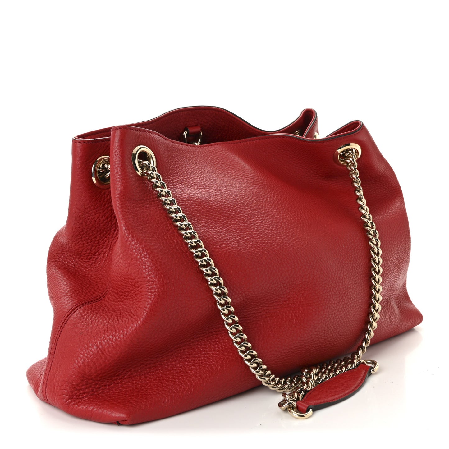 Pebbled Calfskin Medium Soho Chain Shoulder Bag Tabasco Red