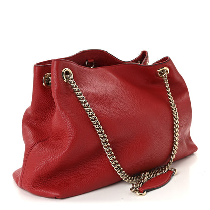 Gucci Pebbled Calfskin Medium Soho Chain Shoulder Bag Tabasco Red 3 of 10