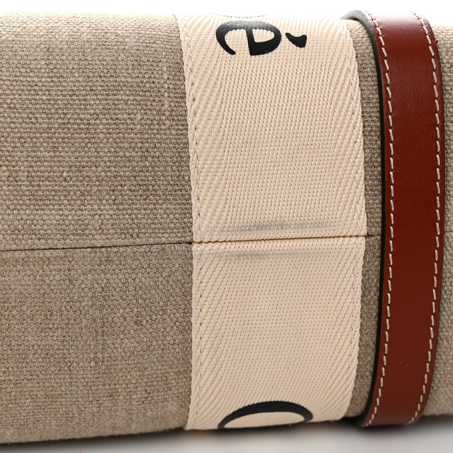 Cotton Calfskin Medium Woody Ribbon Tote White Brown