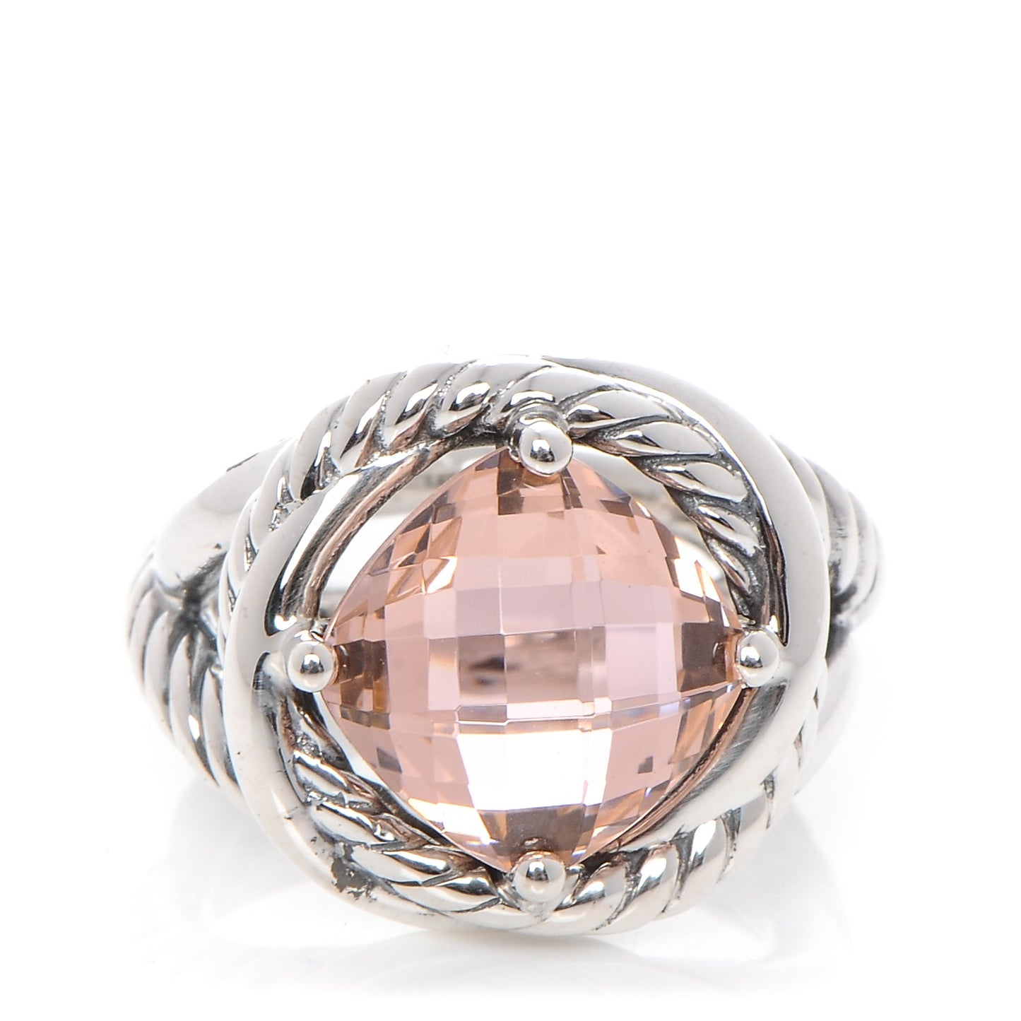 Sterling Silver Morganite 11mm Infinity Ring 54 6.75