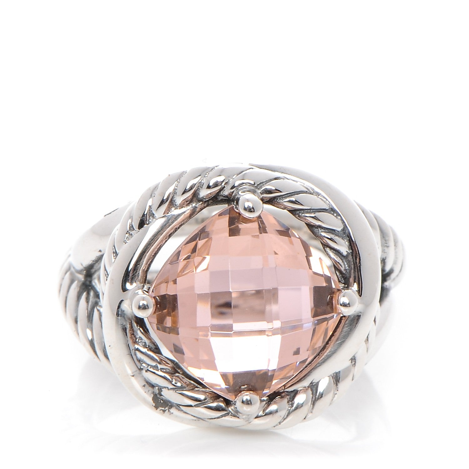 David Yurman Sterling Silver Morganite 11mm Infinity Ring 54 6.75 1 of 4