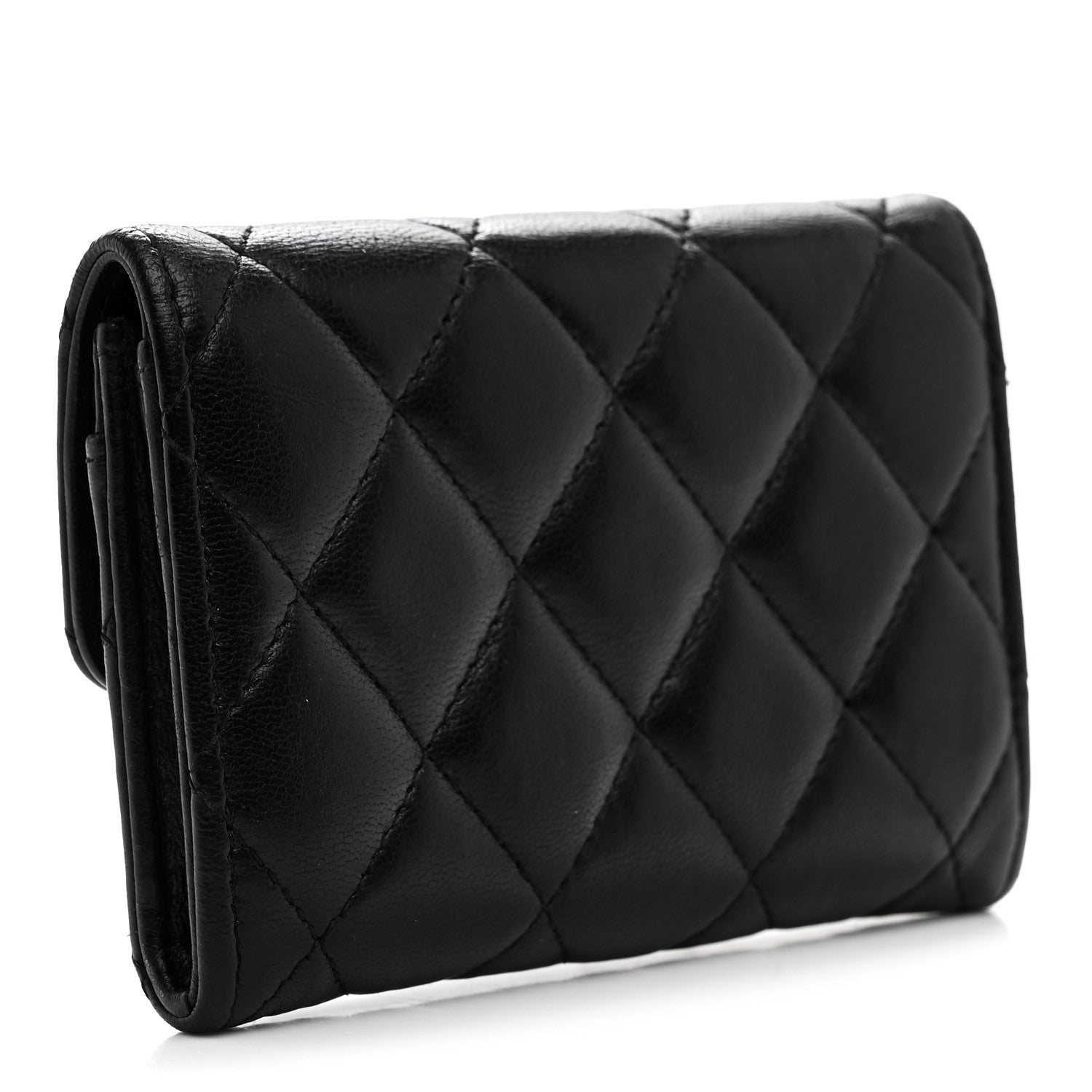 Chanel Lambskin Quilted Flap Card Holder Wallet Black 3 of 10