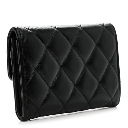 Chanel Lambskin Quilted Flap Card Holder Wallet Black 3 of 10