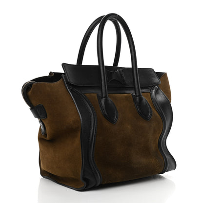 Celine Suede Smooth Calfskin Mini Luggage Olive 3 of 13