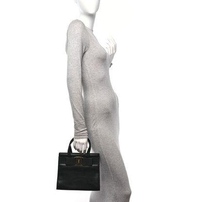 Salvatore Ferragamo Calfskin Vera Bow Top Handle Bag Black 2 of 10