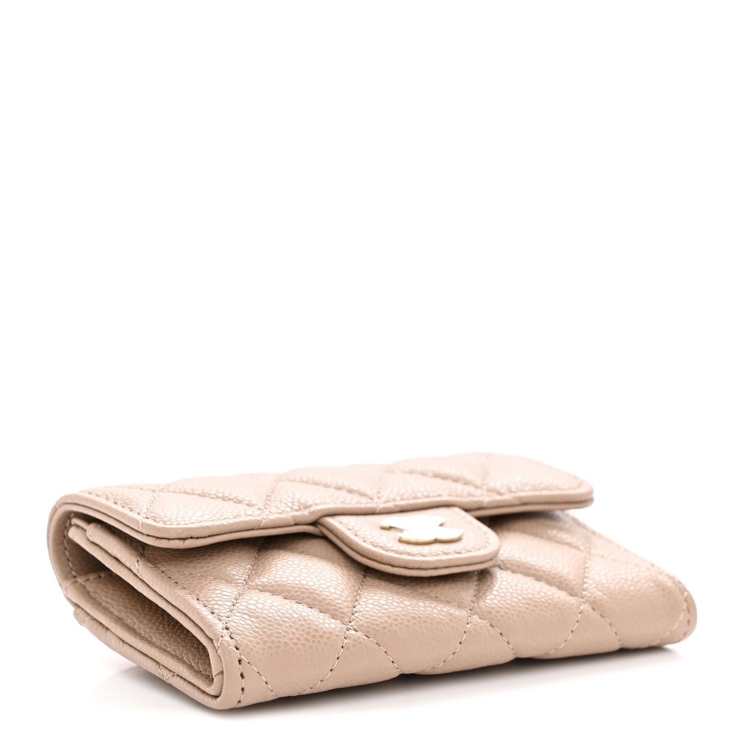 Chanel Caviar Quilted Flap Card Holder Wallet Dark Beige 4 of 8