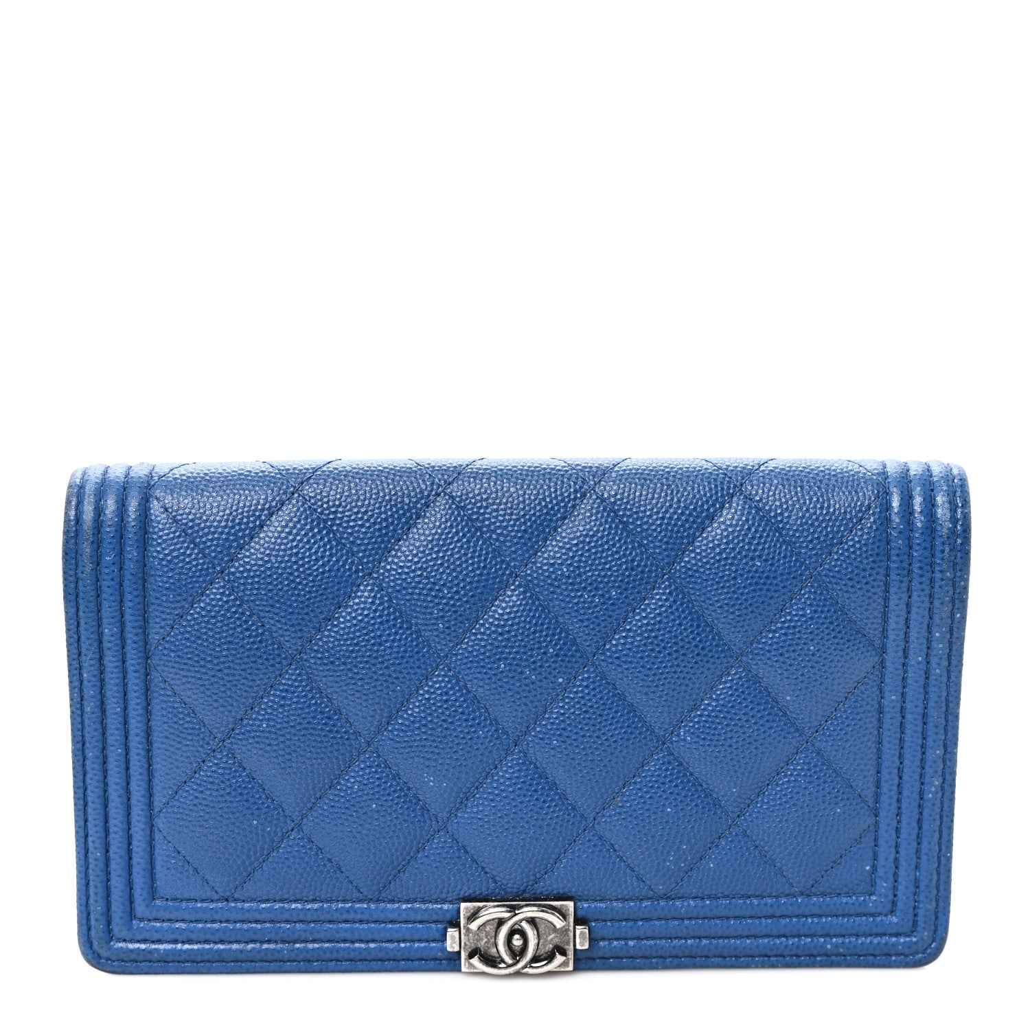 Chanel Caviar Quilted Boy Yen Wallet Blue 1 of 8