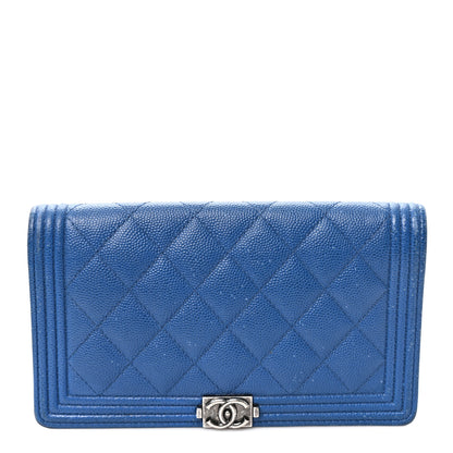 Chanel Caviar Quilted Boy Yen Wallet Blue 1 of 8