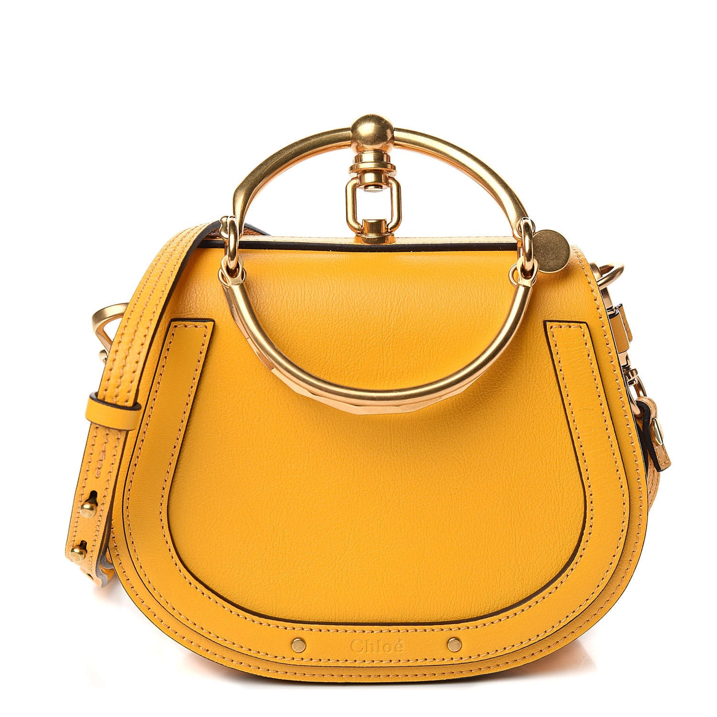 Calfskin Suede Small Nile Bracelet Bag Dusty Yellow
