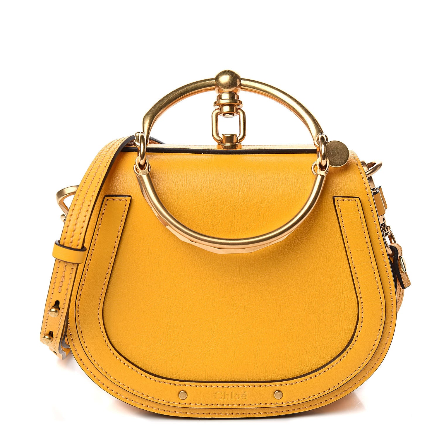 Chloe Calfskin Suede Small Nile Bracelet Bag Dusty Yellow 1 of 9
